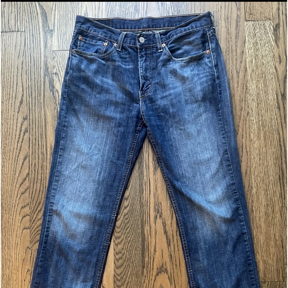 Levis 514 Mens Dark Wash Blue Jeans Measured Size 31 X 30